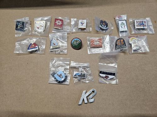 Skier pin collection still - still, in
